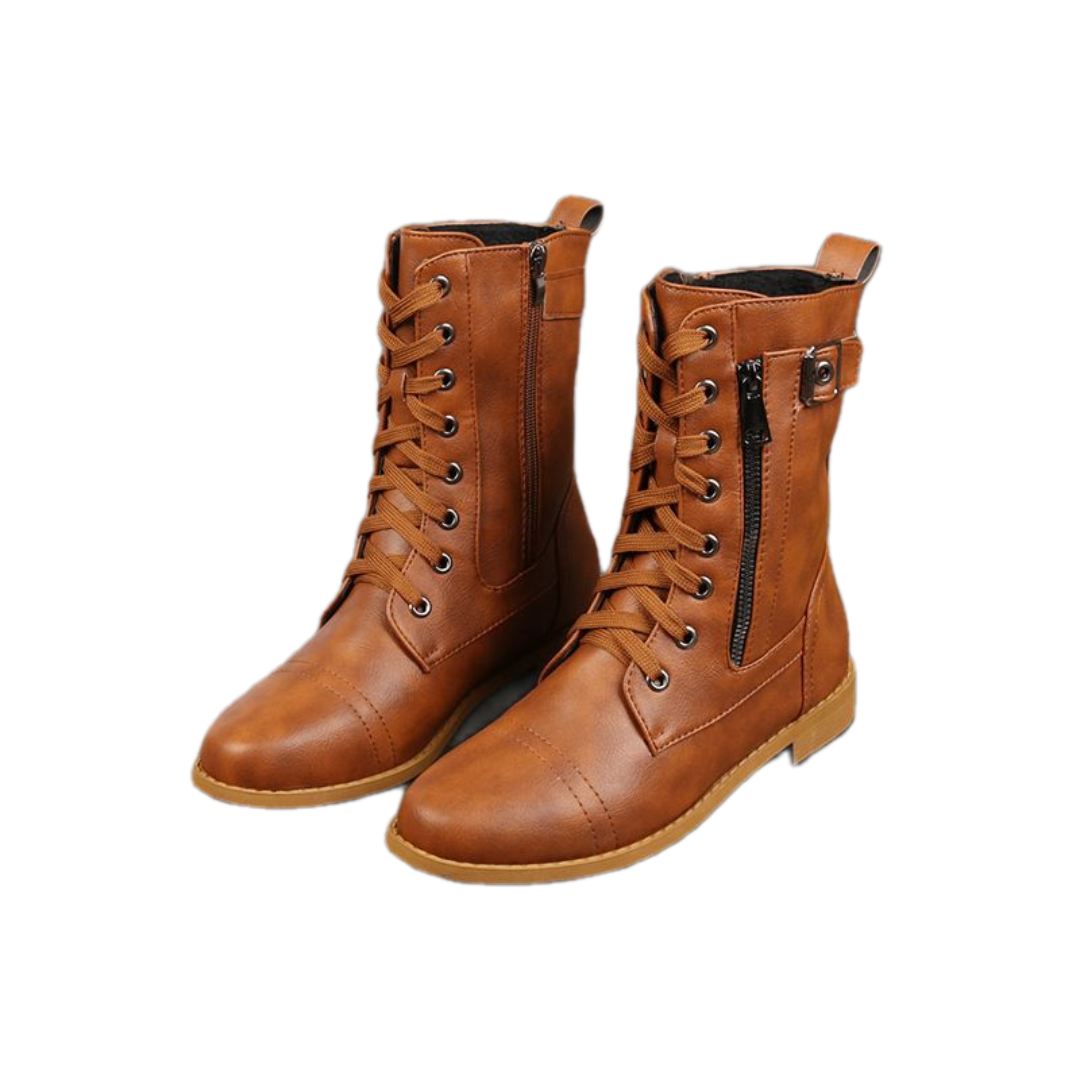 Gudrun – Trendige Lederstiefel mit Reißverschluss für Damen