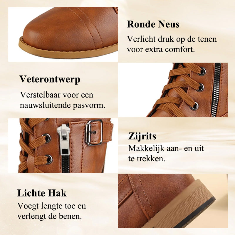 Gudrun – Trendige Lederstiefel mit Reißverschluss für Damen