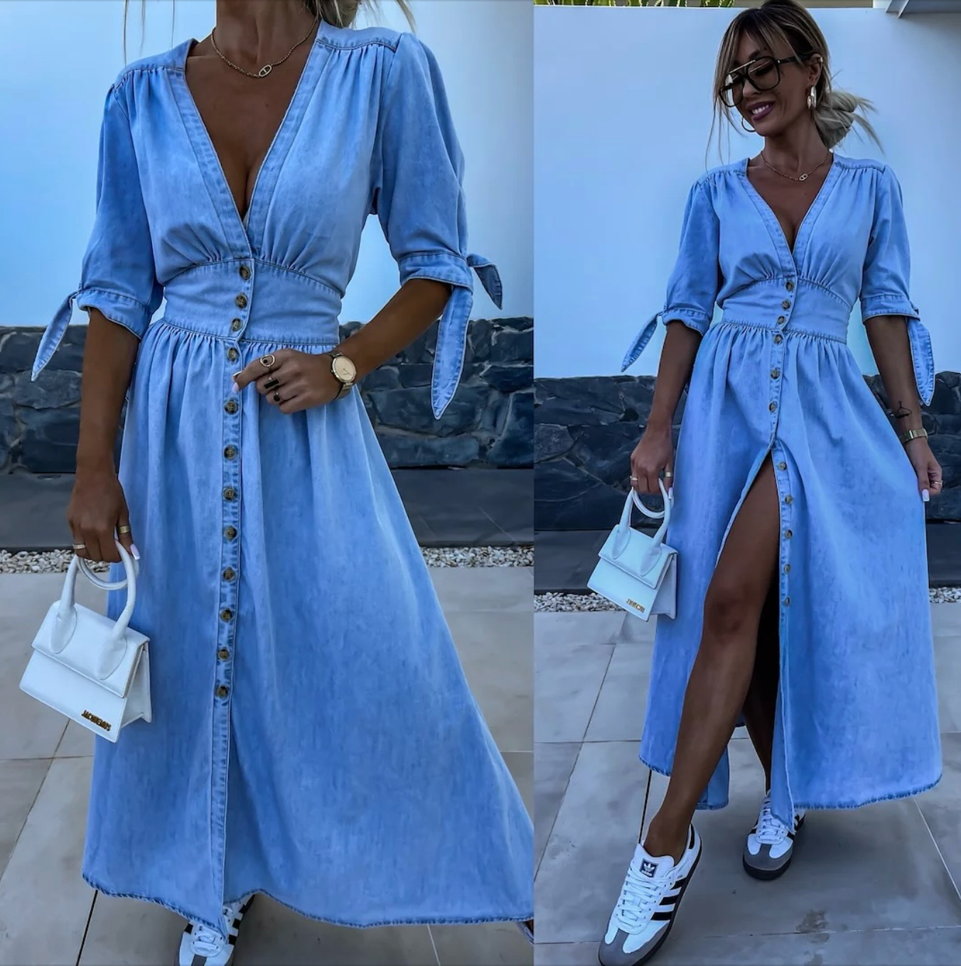 Pia - Elegantes Midikleid mit Puffärmeln