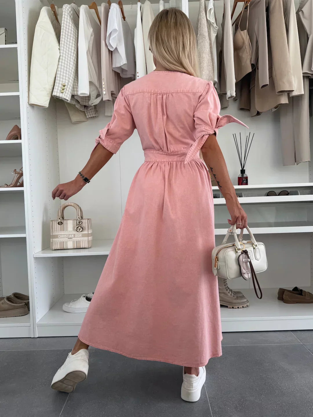 Pia - Elegantes Midikleid mit Puffärmeln