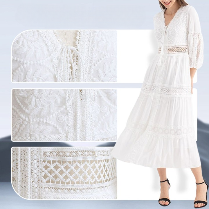 Elisa - Elegantes weißes Boho-Midikleid für Damen